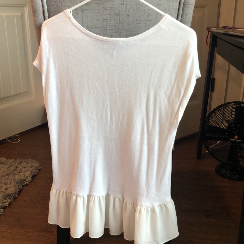 LOFT White Blouse with Ruffle - Picture 4 of 4